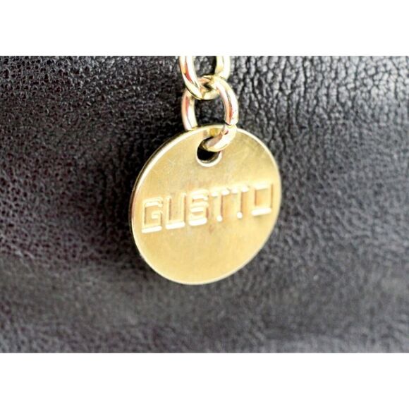 Gustto SOFT BLACK GENUINE LEATHER FLAP LOGO CLUTCH HANDBAG WALLET PURSE - Picture 12 of 16